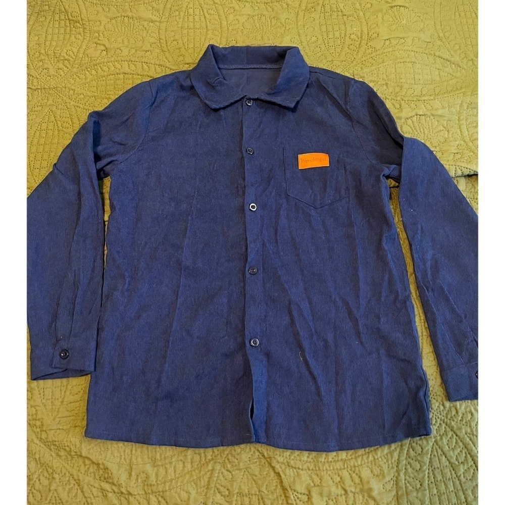 Boys Casual Blue Corduroy 2-Piece Set – Long Sleeve Shirt & Pants-Like New - Picture 6 of 9